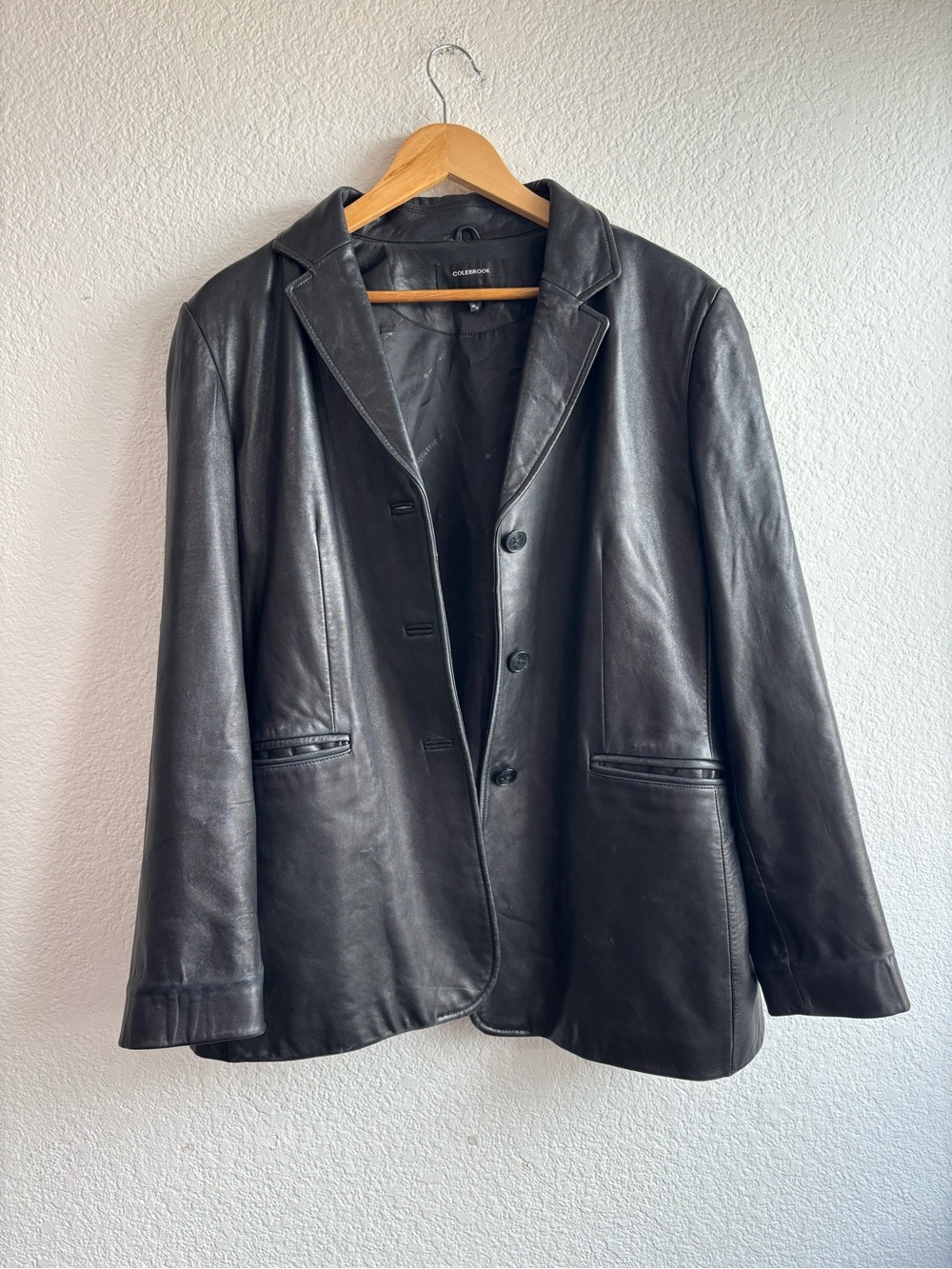 Colebrook Black Leather Blazer Jacket Women’s XL Classic Y2K